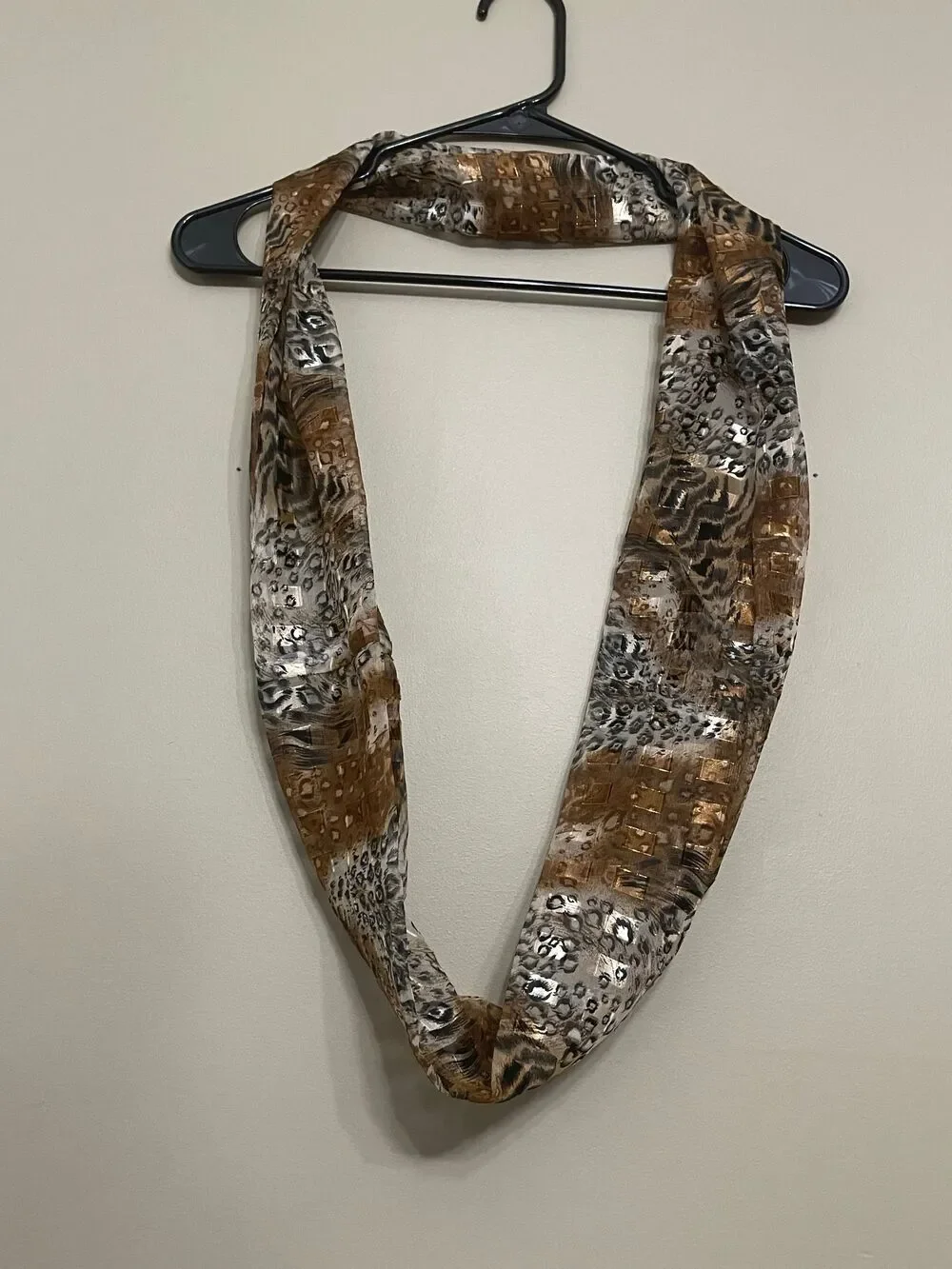 Women’s Gold Tan Brown Animal Print Infinity Scarf